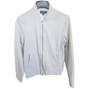 Express Light Beige/Gray Bomber Jacket - Size XS